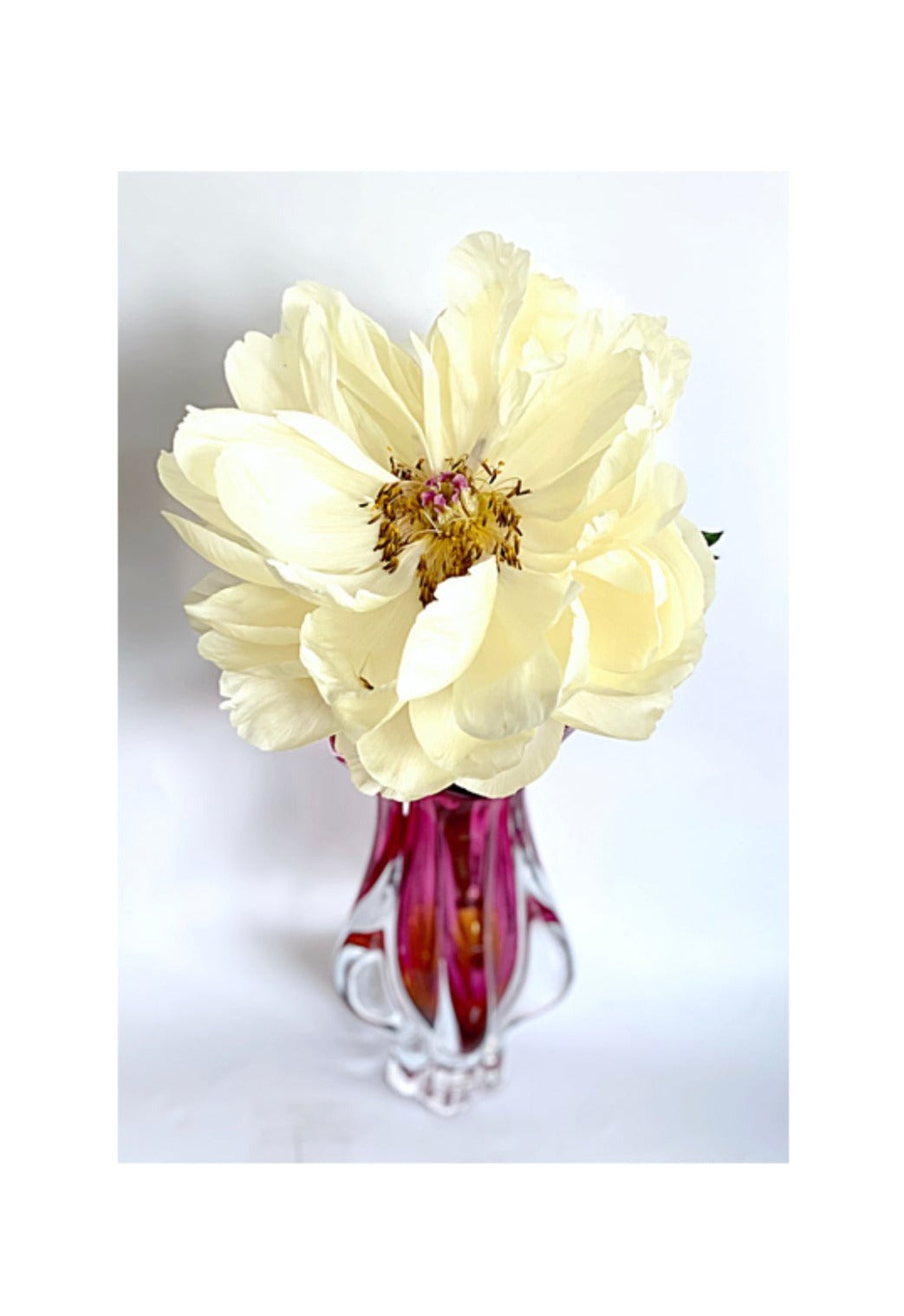 A Josef Hospodka cranberry pink Czech glass vase.