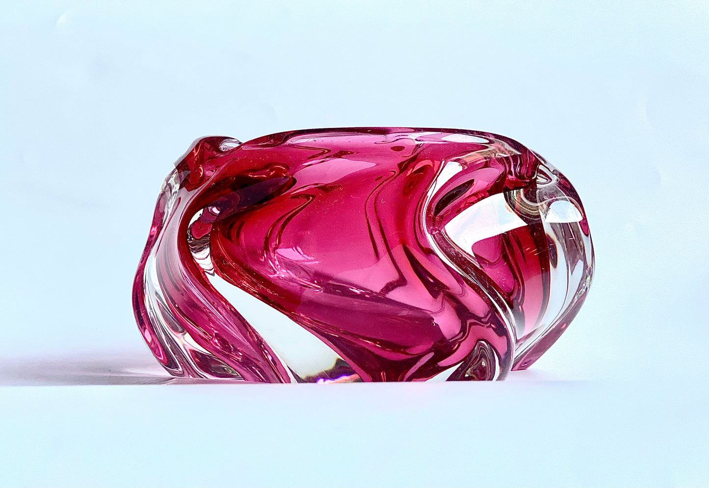 A Josef Hospodska crimson Czech glass bowl .