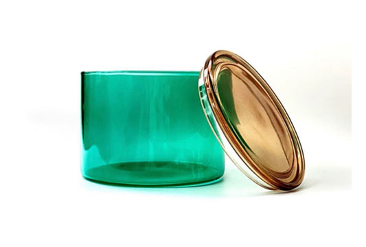 A simply chic emerald green and copper glass box.