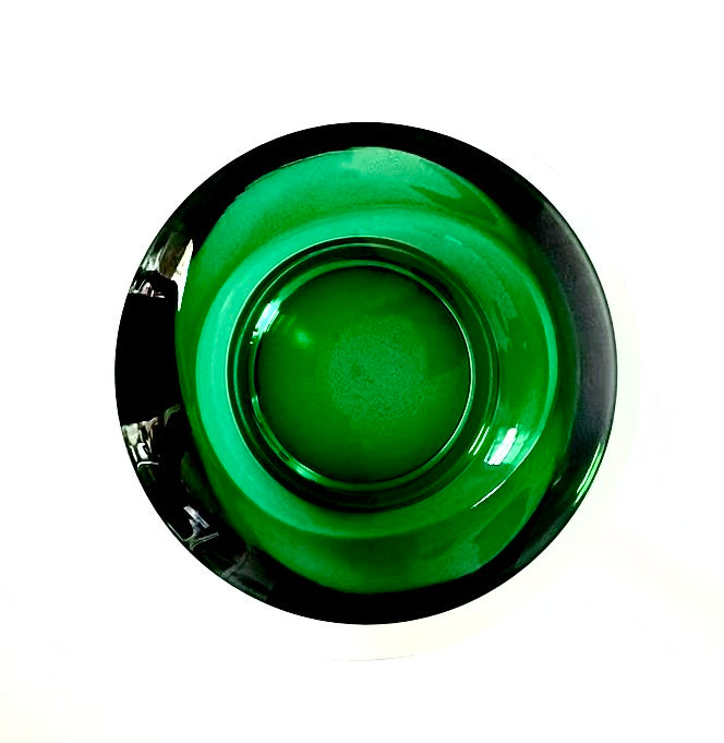 A Murano contemporary forest leaf green glass bowl.