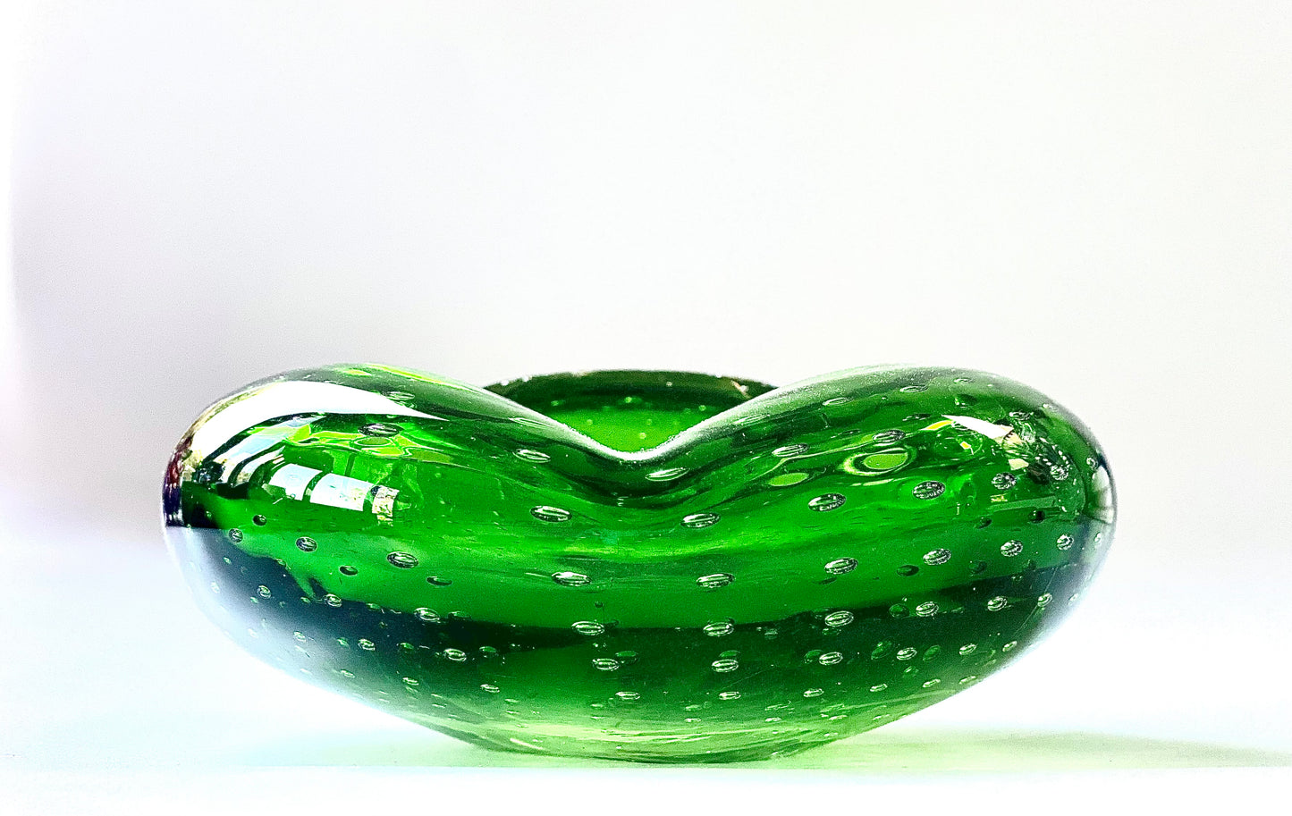 A forest leaf green Murano glass bowl