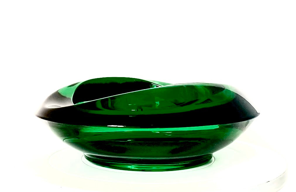 A Murano contemporary forest leaf green glass bowl.