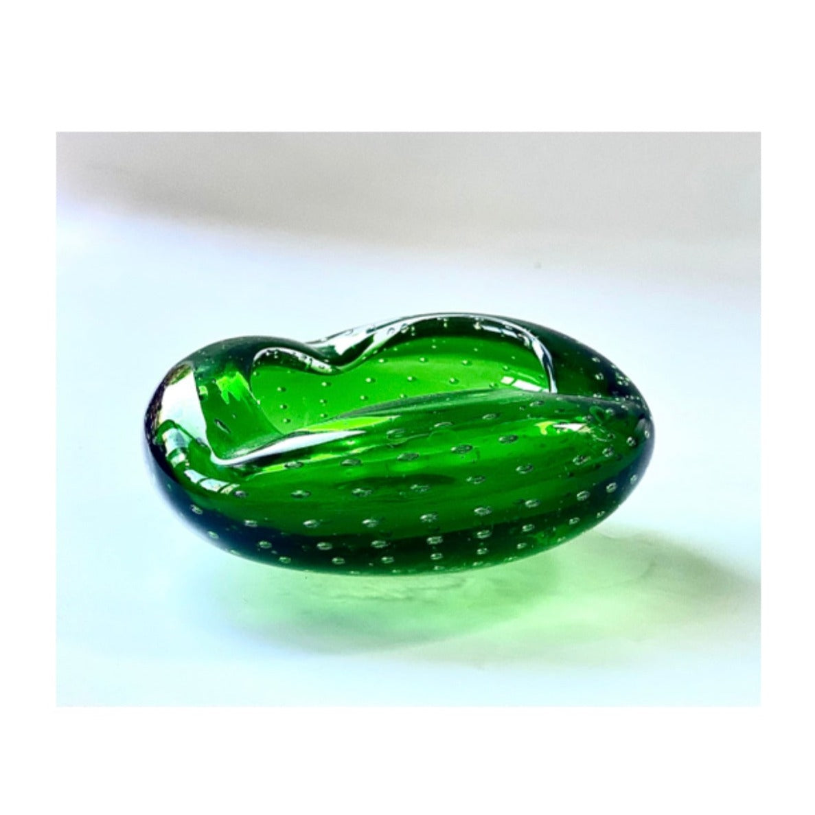 A forest leaf green Murano glass bowl