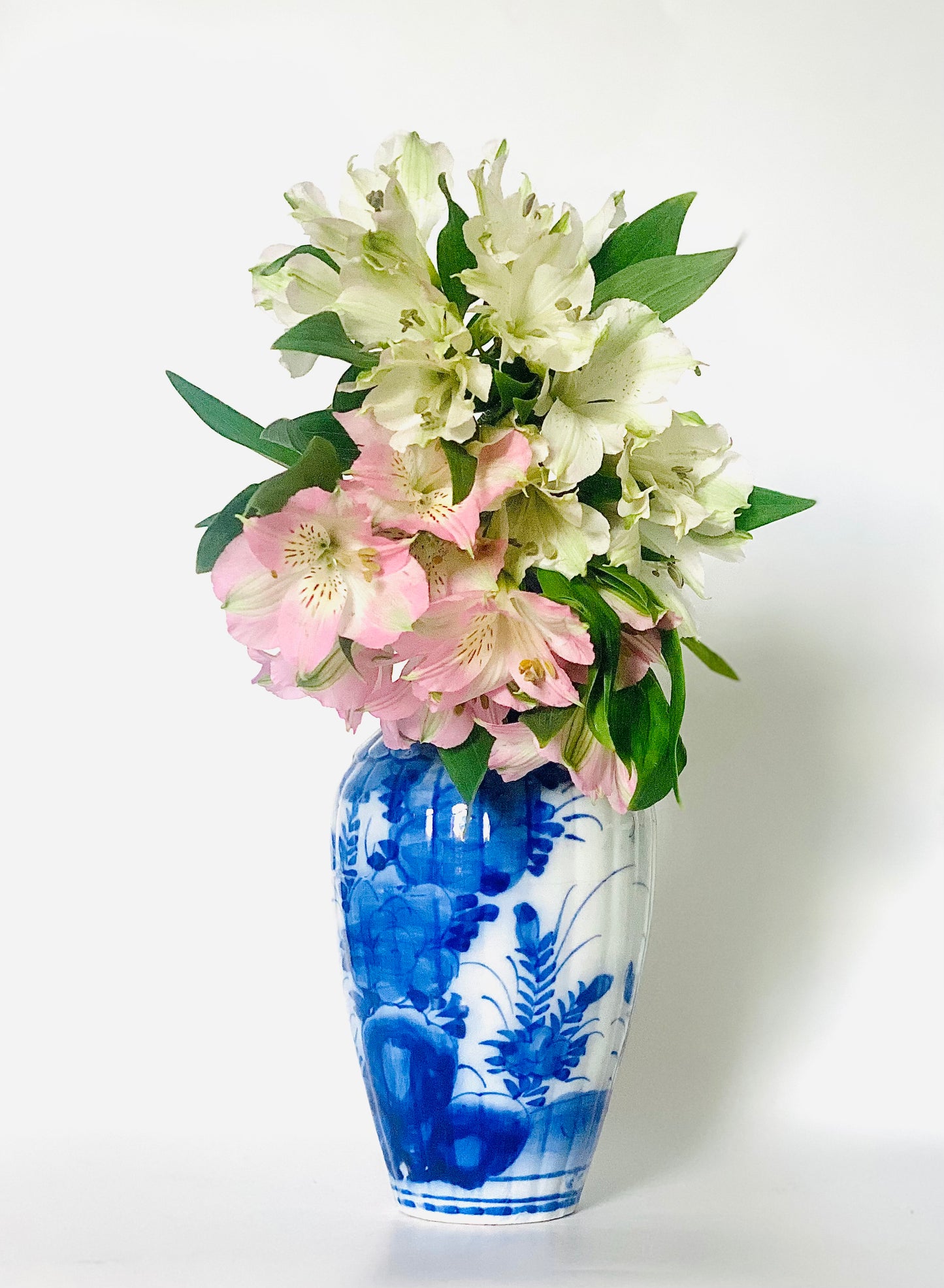 Pair of blue and white ceramic vases.