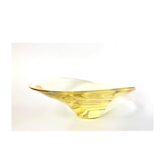 A Holmegaard glass bowl in lemon yellow