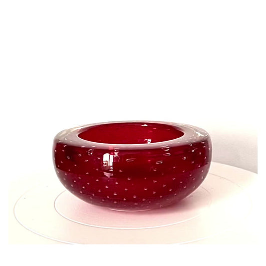 A Whitefriars glass bowl in blood red