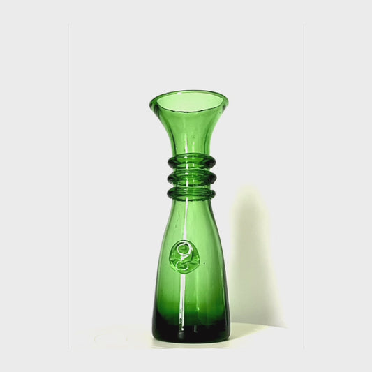 A vintage fern green glass vase or jug