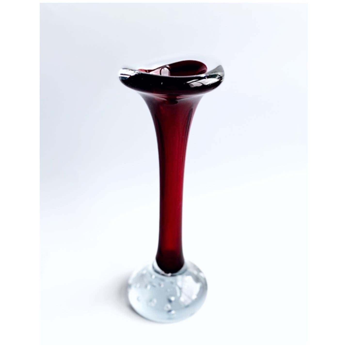 A Murano Sommerso vase / candlestick in a deep cherry red