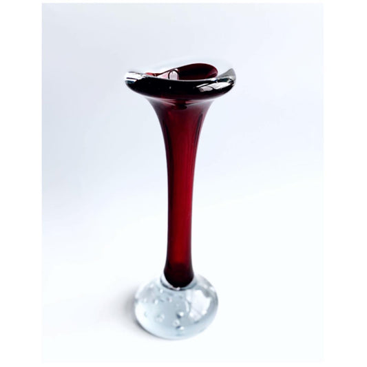 A Murano Sommerso vase / candlestick in a deep cherry red