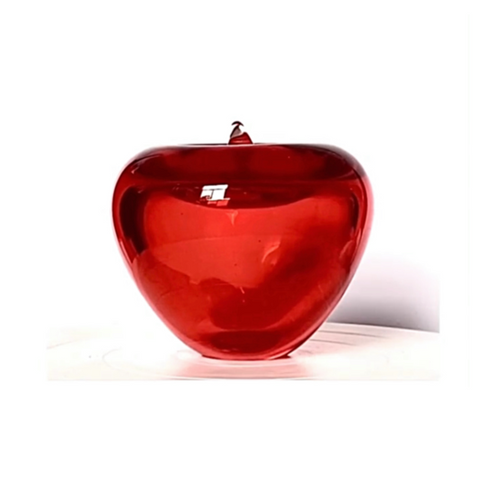 A Murano scarlet rose red glass apple paperweight