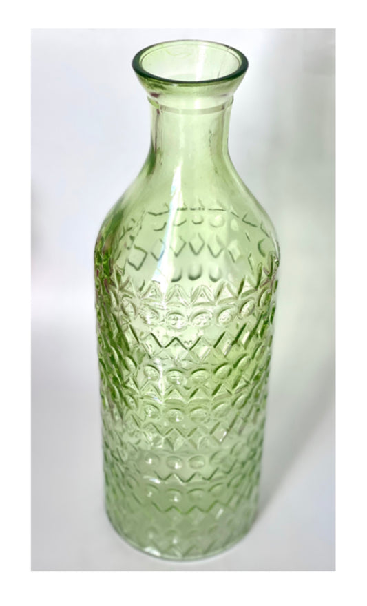 A Lime green glass vase , jug or bottle.