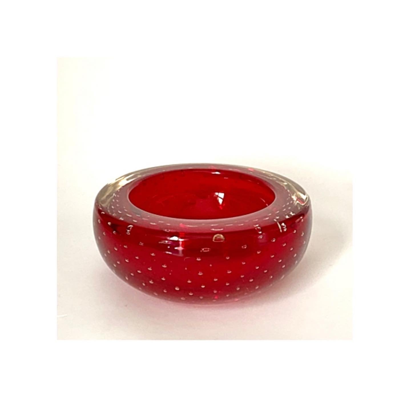 A Whitefriars glass bowl in blood red